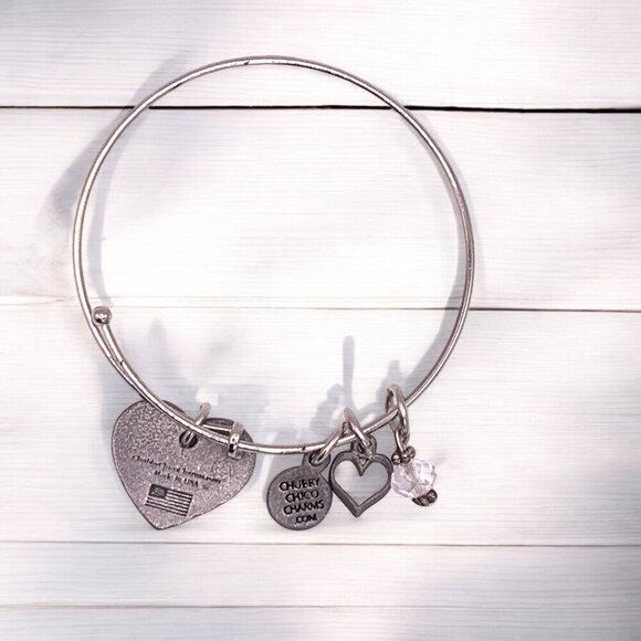 Chubby Chico Charms Silver Heart In Heaven Bangle With Sentimental Charms - Picture 2 of 2